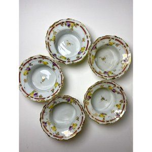 19th Century 5 Custard Dishes Handpainted Unmarked Nippon ? Very Delicate